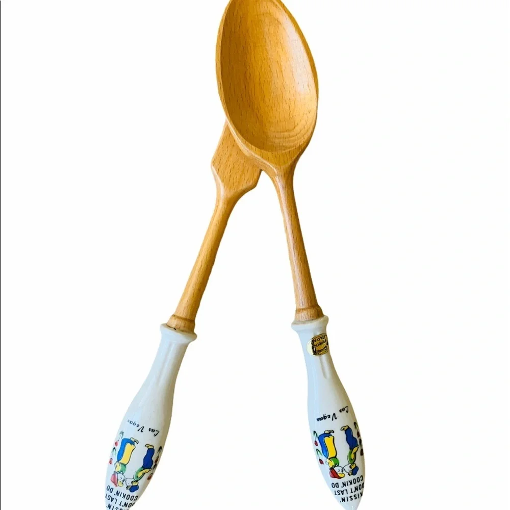Kissing Don’t Last Cooking Do Porcelain Spoon and Fork Serving Set